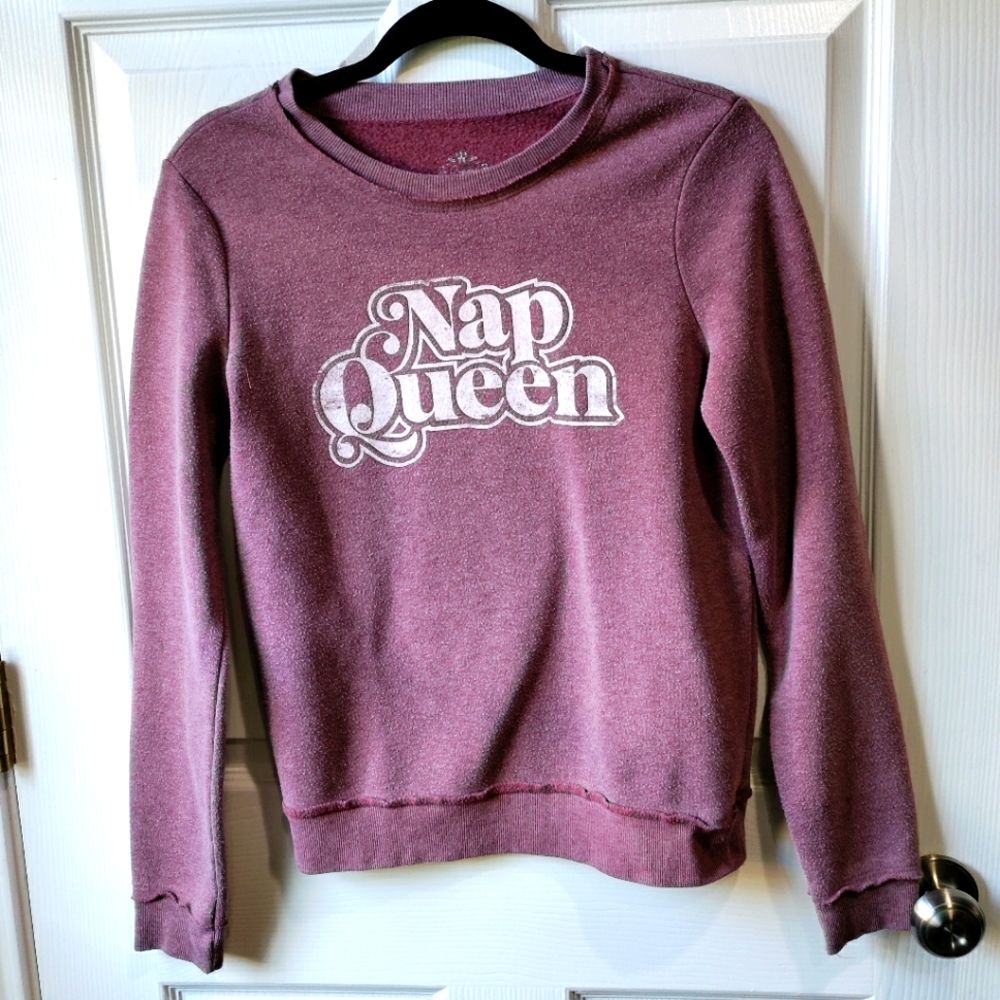 Nap Queen heathered maroon sweatshirt loungwear women's size Sma…